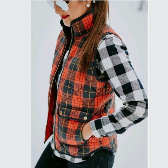 J. Crew Jackets & Blazers - J.Crew PS Excursion Goose Down Quilted Puffer Vest Buffalo Checker Tartan Plaid
